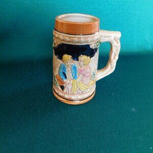 Ceramic Beer Stein – Couple Scene – Vintage German‑Style Mug